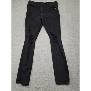 Express Womens Black‎ High Rise Legging Jeans Distressed Ripped Stretch Size 8